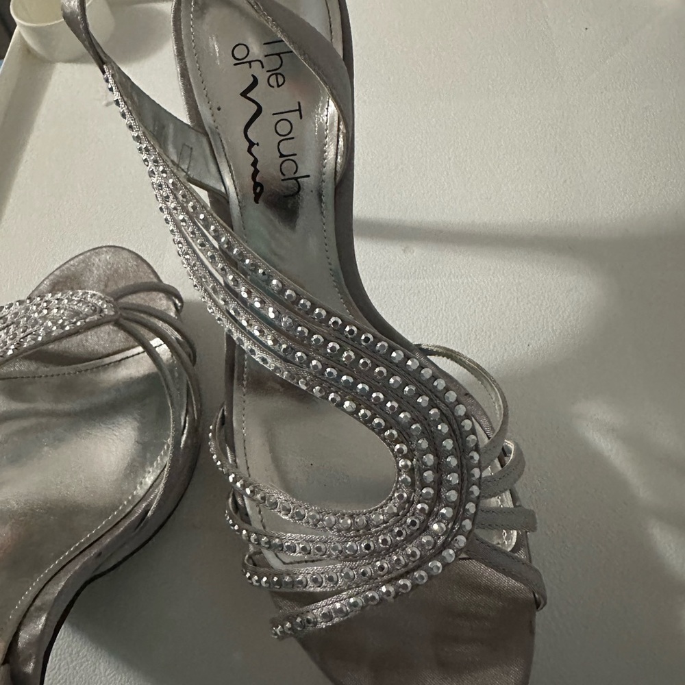Touch of Nina Silver Strappy Heels